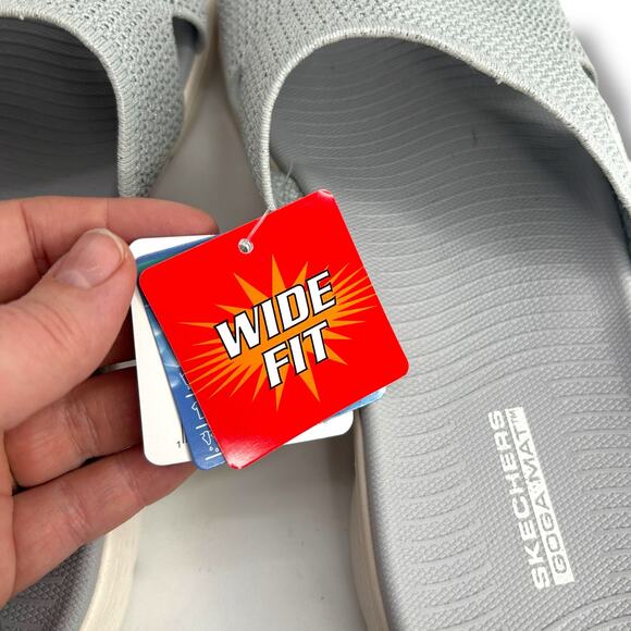 NEW Skechers Timeless Wide Width Slide Sandals Size 11 Wide Fit Gray Metallic - Picture 5 of 12